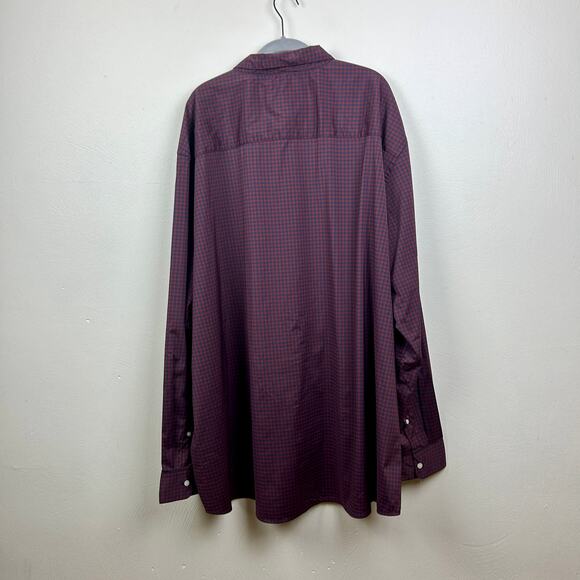 St. John's Bay 4XLT Burgundy Gingham Button Down - Picture 2 of 6